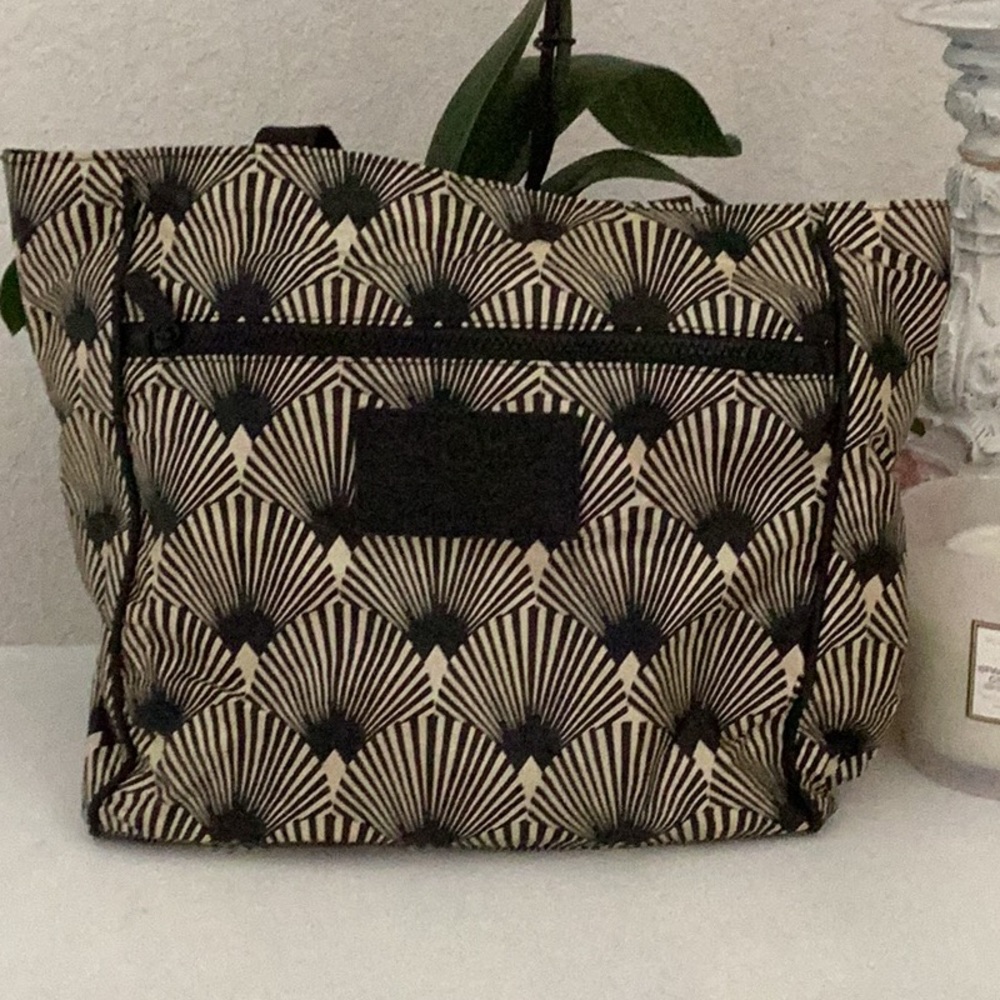 ALOHA Collection Black and Cream Cosmetic Bag Art Deco Design